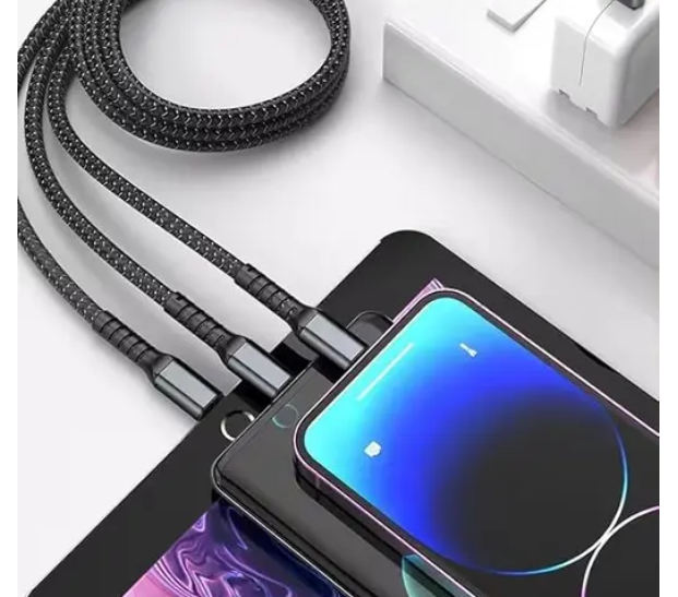 100W 3-in-1 Fast Charging Cable (Type C, Micro USB, Lightning)